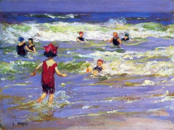 小さな海水浴者 印象派のビーチ エドワード・ヘンリー・ポットハスト Oil Paintings
